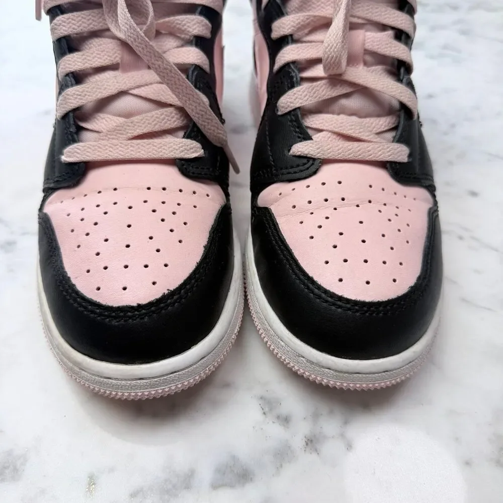Nike Air Jordan 1 Mid GS Kids Size 5.5Y Shoes Atmosphere Black Pink Sneakers